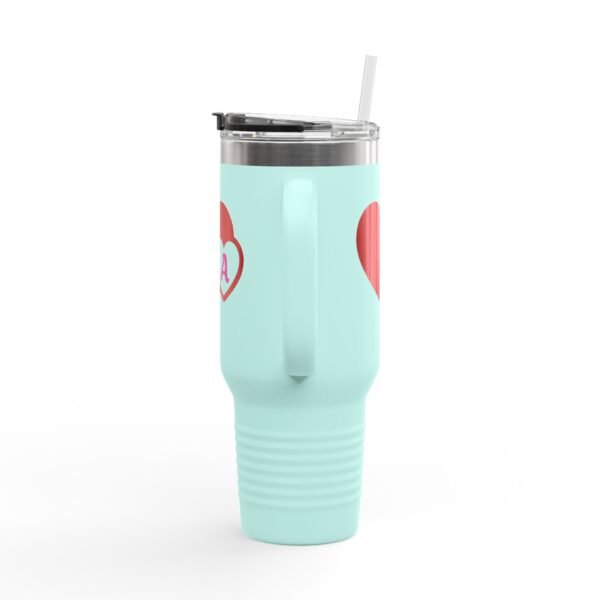 Love heart inside letter Tee (Customize first letter’s of your lover name ) Insulated Travel Mug, 40oz - Image 3