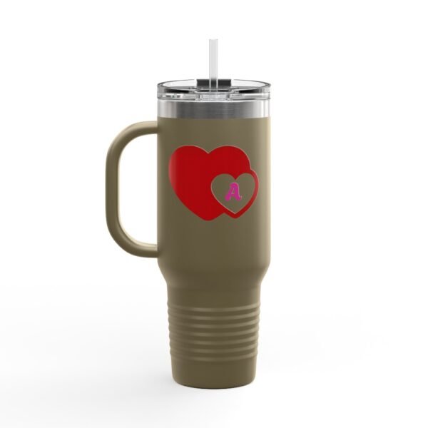 Love heart inside letter Tee (Customize first letter’s of your lover name ) Insulated Travel Mug, 40oz - Image 12