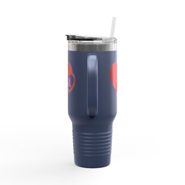 Love heart inside letter Tee (Customize first letter’s of your lover name ) Insulated Travel Mug, 40oz - Image 19