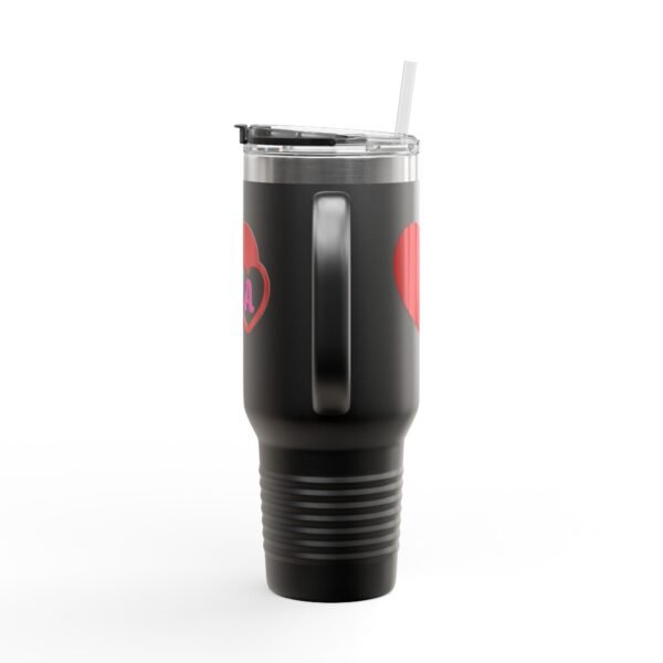 Love heart inside letter Tee (Customize first letter’s of your lover name ) Insulated Travel Mug, 40oz - Image 7