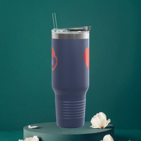 Love heart inside letter Tee (Customize first letter’s of your lover name ) Insulated Travel Mug, 40oz - Image 17