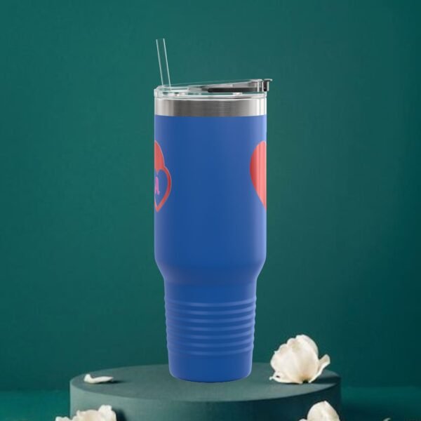 Love heart inside letter Tee (Customize first letter’s of your lover name ) Insulated Travel Mug, 40oz - Image 13