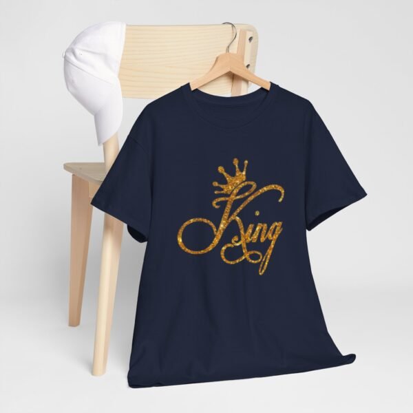 King Crown Unisex Heavy Cotton Tee - Bold Gold Design for Queens and Kings - Image 5