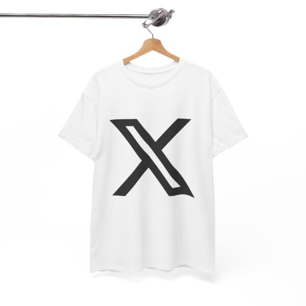 Unisex Heavy Cotton Tee - Minimalist Black X Design - Image 4