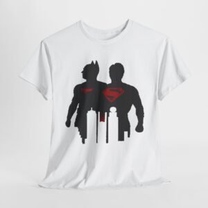 Superhero Silhouette Unisex Heavy Cotton Tee - Classic Batman & Superman Design