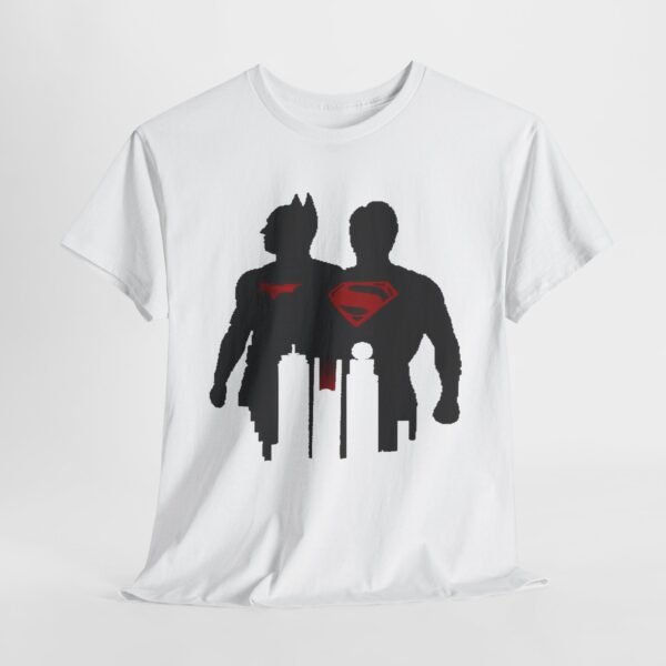 Superhero Silhouette Unisex Heavy Cotton Tee - Classic Batman & Superman Design