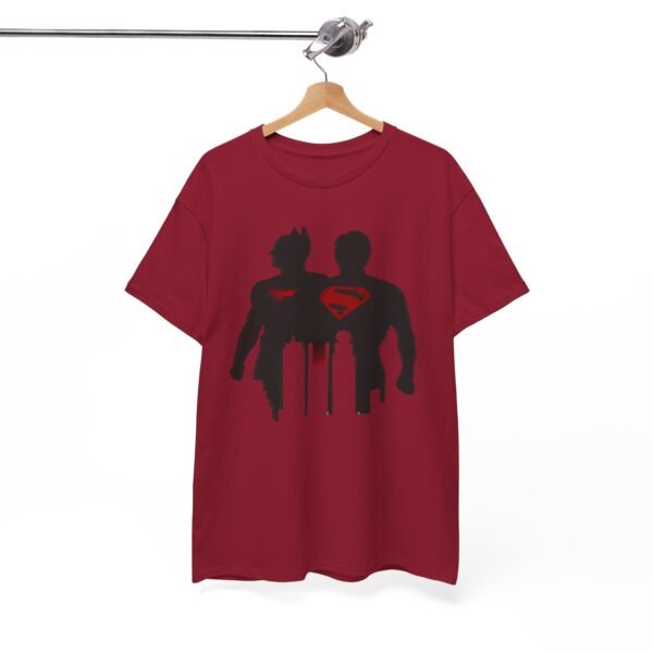 Superhero Silhouette Unisex Heavy Cotton Tee - Classic Batman & Superman Design - Image 14
