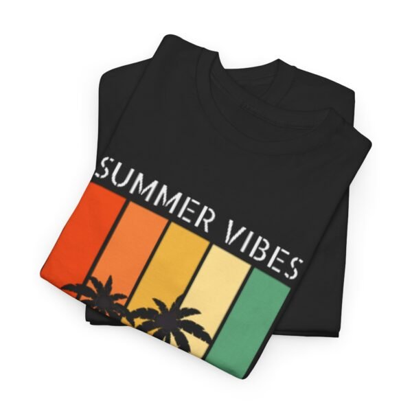 Summer Vibes Unisex Heavy Cotton Tee - Beach Paradise Design - Image 8