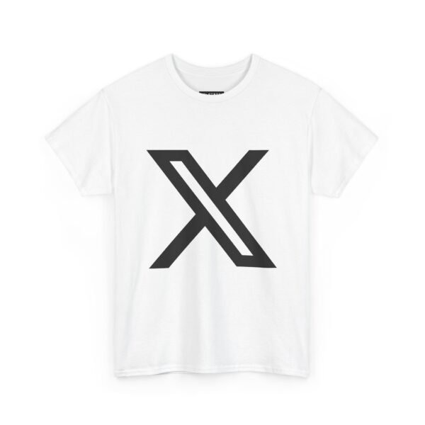 Unisex Heavy Cotton Tee - Minimalist Black X Design - Image 2