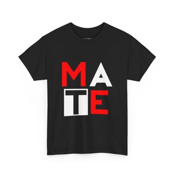 Modern men  Heavy Cotton Tee - 'MATE' Graphic Design - Image 3