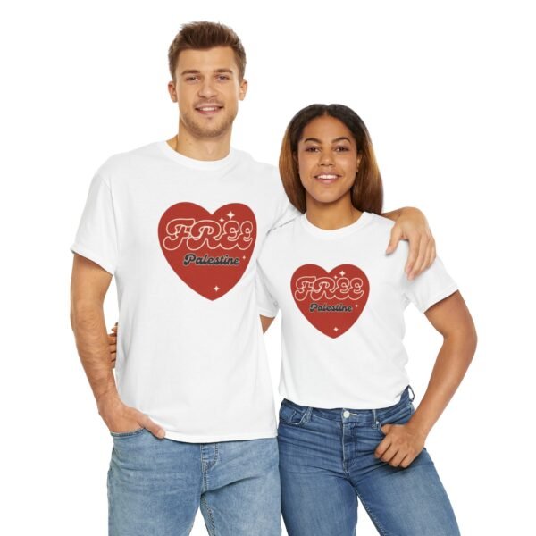 Free Palestine Heart Unisex Heavy Cotton Tee - Image 19