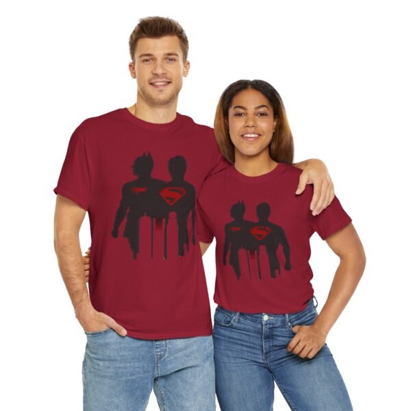 Superhero Silhouette Unisex Heavy Cotton Tee - Classic Batman & Superman Design - Image 19