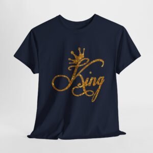 King Crown Unisex Heavy Cotton Tee - Bold Gold Design for Queens and Kings