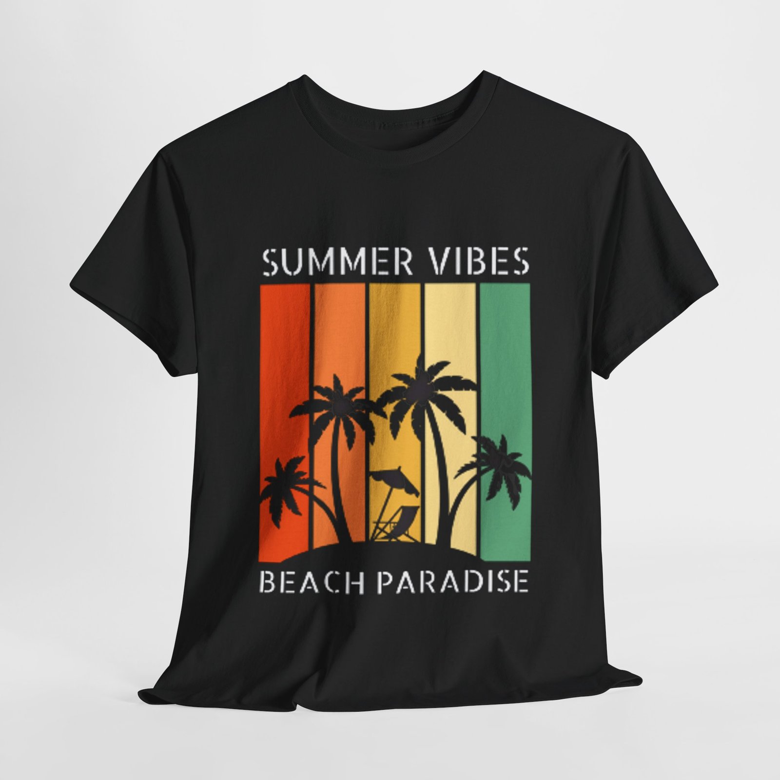 Summer Vibes Unisex Heavy Cotton Tee - Beach Paradise Design