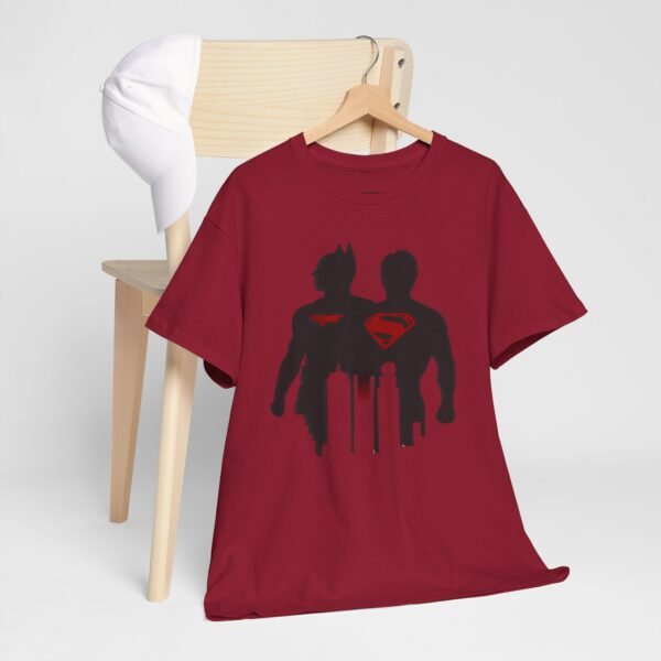 Superhero Silhouette Unisex Heavy Cotton Tee - Classic Batman & Superman Design - Image 15