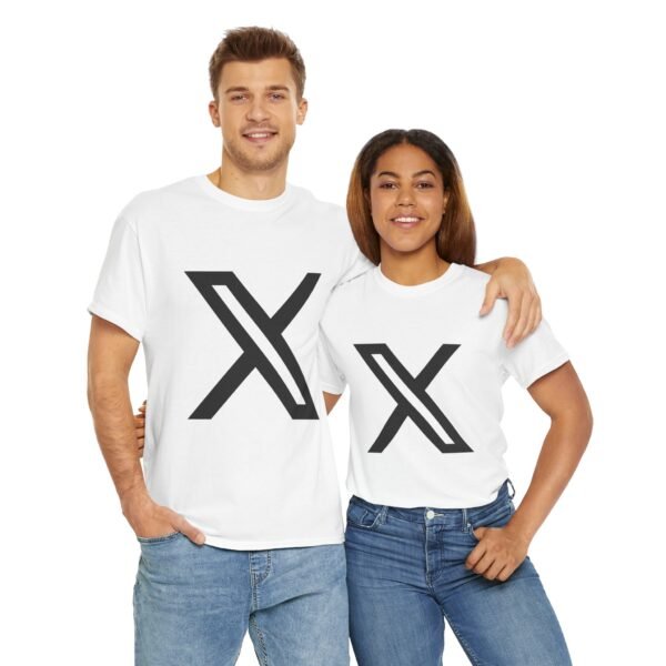 Unisex Heavy Cotton Tee - Minimalist Black X Design - Image 9